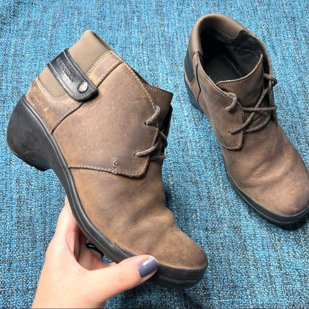 Merrell Veranda Cloudy Brown Leather Booties